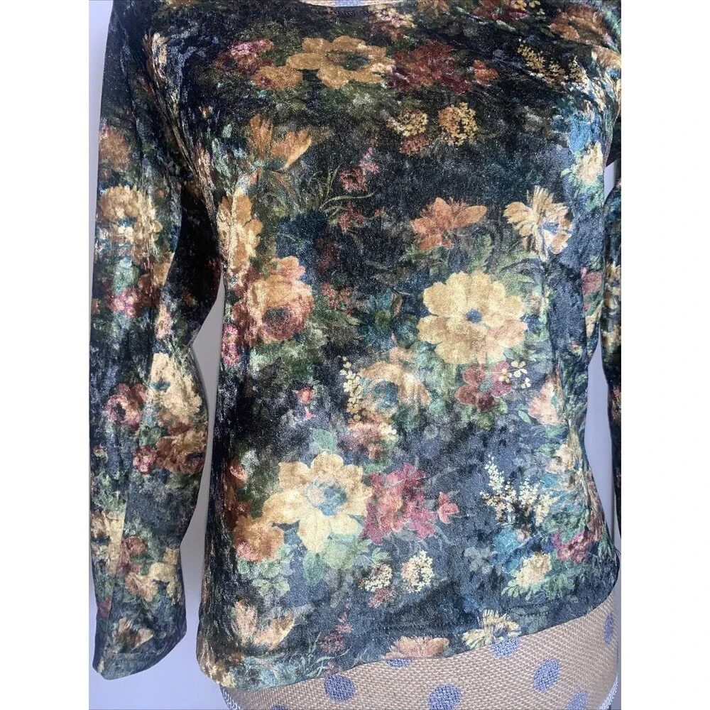 VtG Velvet Top Floral Small Dark Fairy Goblincore Whimsigoth Forest Earth Boho - Picture 4 of 11